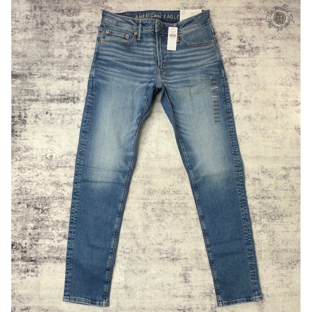NWT American Eagle AirFlex+ Athletic Skinny Jeans Men's 30x32 Medium Wash 6283